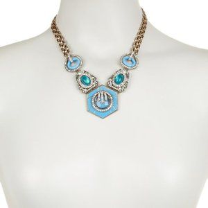 Blue Art Deco Medallion Necklace (N1128BL)